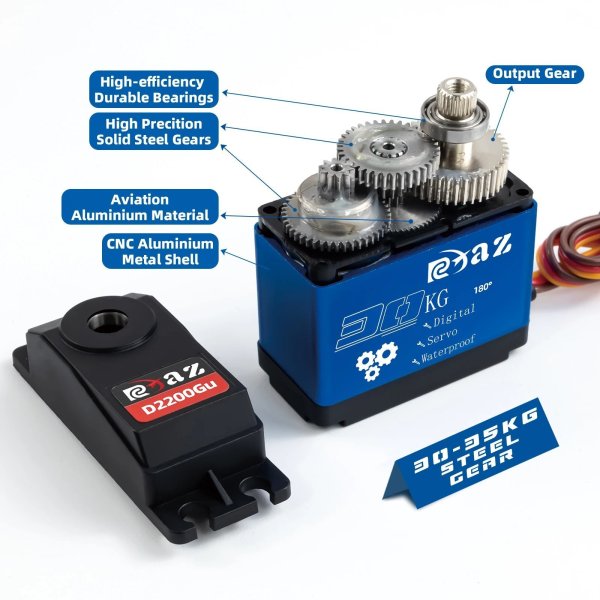 画像3: RCXAZ メタルハウジング 高速メタルギア デジタルサーボ 20kg-35kg 180 大トルク 防水 RCカークローラー SCX10 TRX4用 S201005010037303450 (3)