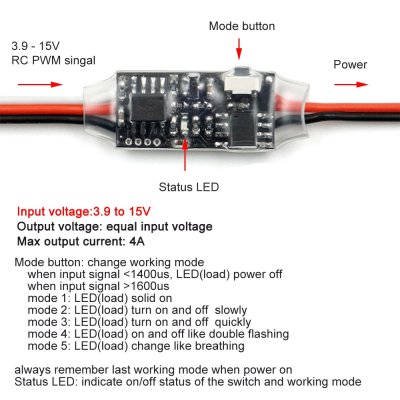 画像2: マルチモード RC リモート電子 AUX チャンネル オン/オフ スイッチ カー LED PWM 制御受信機制御モジュール S222251832780213957