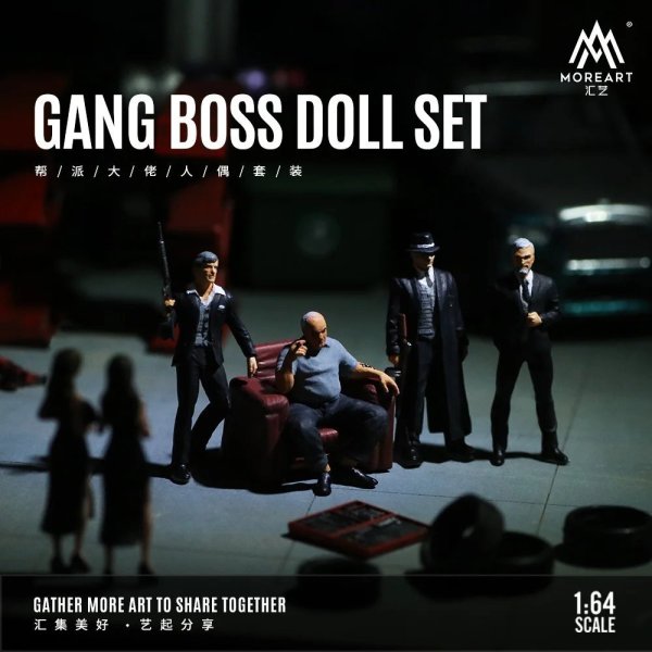 画像1: More Art1:64 ギャングボスアクションフィギュアセット 樹脂製装飾フィギュアモデル ディスプレイ&ギフト用 S223256808967405471 (1)
