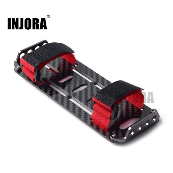 画像1: INJORA RC カーカーボンファイバーバッテリー取り付けプレートネクタイ付き 1/10 RC クローラーカー アキシャル  SCX10  90046 S2232862287420 (1)