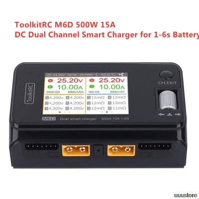 画像1: 2020 ToolkitRC M6D 500W 15A DC デュアルチャンネル MINI スマート充電器ディスチャージャー 1-6S リポバッテリー FPV モデル部品交換 M8 S204000460646745