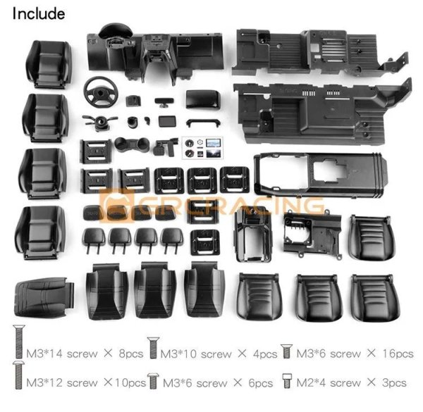 画像2: ブラックABS内装キット TRX6/TRX-4 G63/G500 シート＆ダッシュボード S224001019978746 (2)