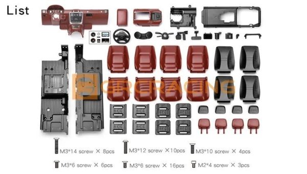 画像9: ブラックABS内装キット TRX6/TRX-4 G63/G500 シート＆ダッシュボード S224001019978746 (9)