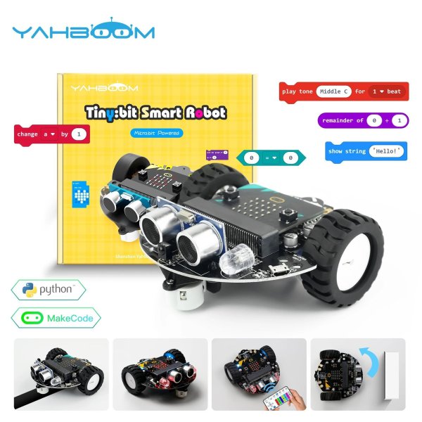 画像1: Microbit V2付き: Yahboom Microbitカー プログラミング可能な Microbit V2 V1用 コーディングロボット バッテリー付き CE RoHS STEM教育用 Microbitロボット S22d3417453367 (1)