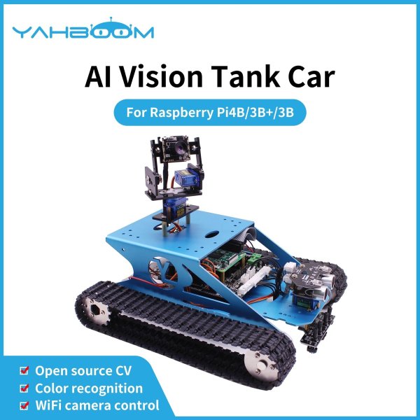 画像1: With-Pi-4B-8G : Yahboom AI Vision G1Tank Raspberry Piカーキット オープンソースロボット WiFiビデオカメラ付き RPi 4B 3B+ 教育プログラミング用 S22d3430151391 (1)