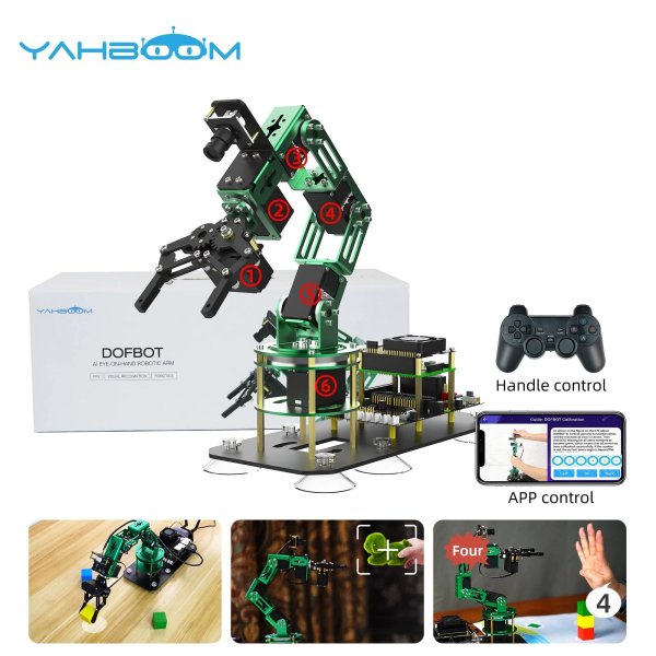 画像1: With-Pi-5-8G : Yahboom DOFBOT AIビジョンロボットアームキット RaspberryPi 5用 ROSロボット Pythonプログラミングを採用 オブジェクト認識 CE ROHS S22d3433876850 (1)