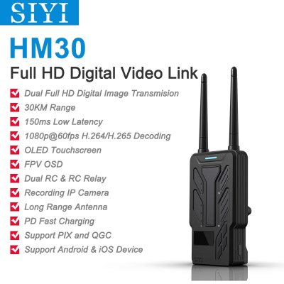 画像2: SIYI HM30 フル HD デジタルビデオリンク無線システム送信機 OLED タッチスクリーン 1080p 60fps 150ms FPV OSD 30KM S22d3458643291