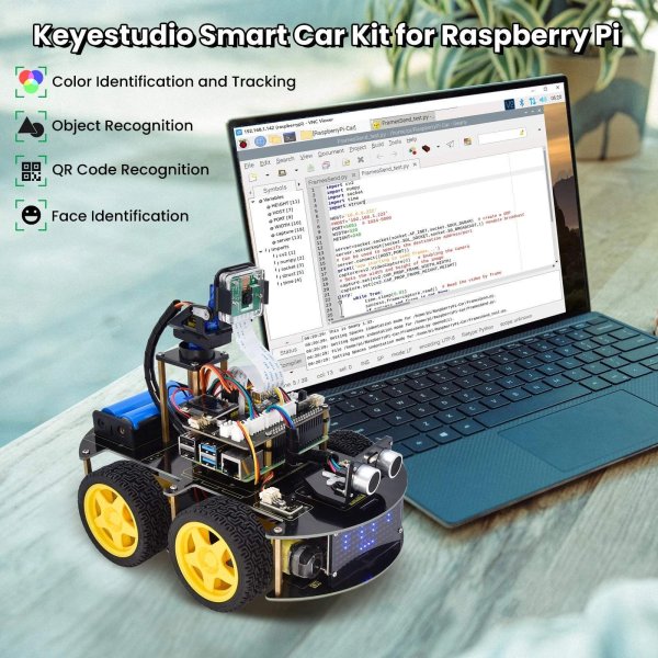画像1: Keyestudio Raspberry Pi 4WD ロボットカー Pi4B カメラ Python DIY S22d3712556215 (1)