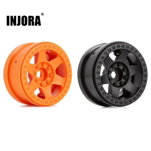 画像1: ブラック INJORA 2.2 ビードロック ホイール 64*35mm Axial SCX10 S22d4009213894 (1)