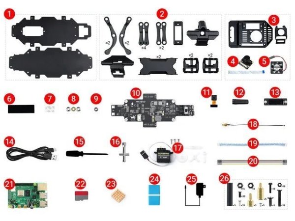 画像1: [PI4B WAVEGO KIT] Waveshare WAVEGO、12自由度バイオニック犬型ロボット、ESP32およびPI4B向けオープンソース、顔認識、カラートラッキング S22d4100773168_7 (1)