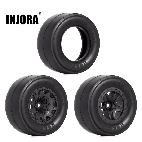 画像1: INJORA 2.2インチ/3.0インチ ドラッグ レーシング タイヤ 2個 1/10 RC スラッシュ 2WD DR10対応 S22d4267170765 (1)