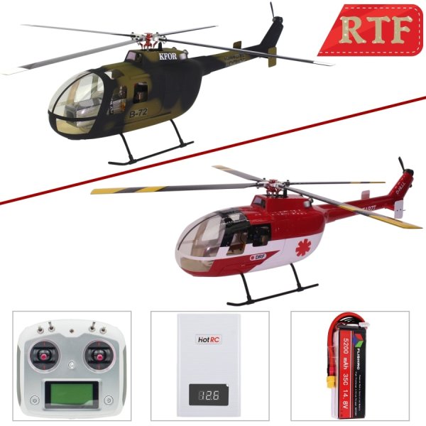 画像1: 在庫あり FLISHRC BO-105 スケール 胴体 4 ローター ブレード 6CH RC ヘリコプター GPS H1 フライト コントロール RTF Not Bell 206 S22d4727323396 (1)