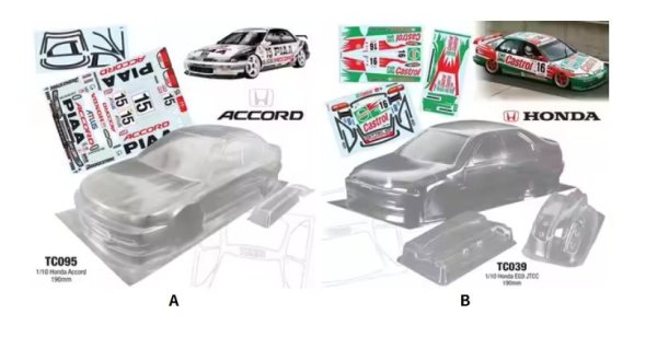 画像5: 1/10 PC RCシェルボディ EG9 JTCC シビックフェリオ SiR 190mm幅ランプシェード 透明シェルボディ チューニング用 Dirft mst ヨコモ hpi hsp S25d4854701097 (5)
