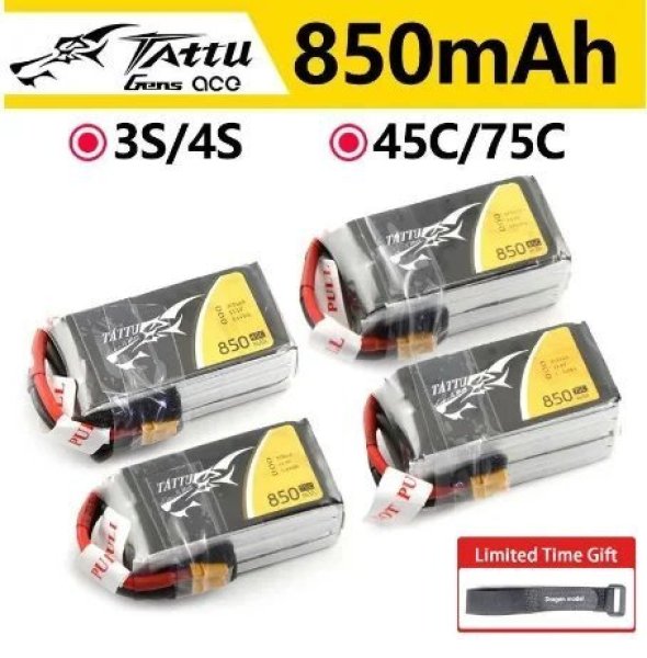 画像1: ACE Tattu LiPo 充電式バッテリー 3S 4S 850mAh 75C 1P RC FPV レーシング ドローン クワッドコプター用 S20d4887226184 (1)