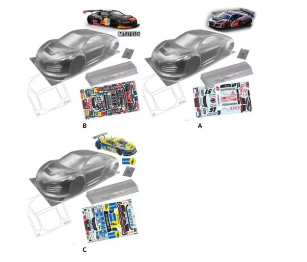 画像5: 高品質 R8 スポーツ DTM 1/10 ドリフト RC PC ボディシェル ランプシェード 200mm 幅 透明 ドリフト ボディシェル RC hsp hpi trax タミヤ S25d4893119568 (5)