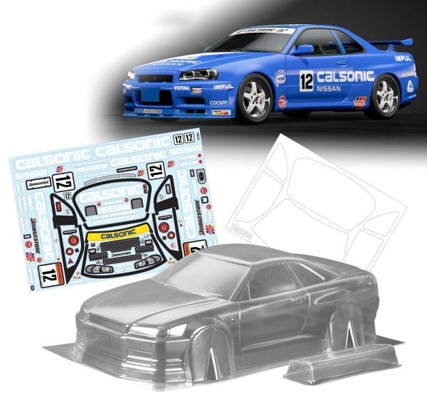 画像1: 1セット GTR R34 1/10 1:10 Mカー PCボディシェル 210mmホイールベース クリーンRCドリフトボディシェル RCタミヤCARTEN Mカー用 S25d4906402430 (1)