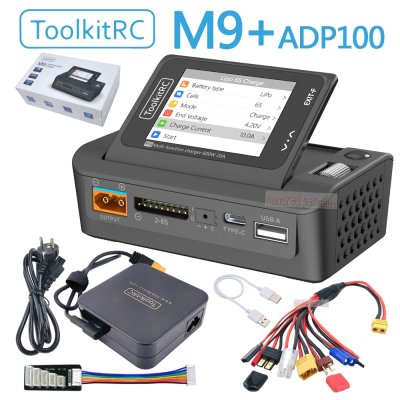 画像1: ToolkitRC M9 + ADP 100 600W 20A USB 高速充電 DC スマート充電器 1-8S Lipo LiFe バッテリー用オーディオ機能付き調整可能なスクリーン角度 S22d5026966408_1