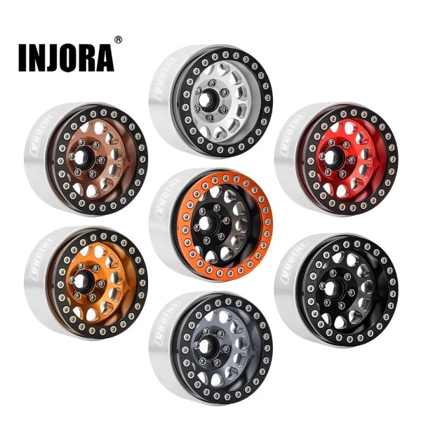 画像1: INJORA CNCアルミ製 1.9インチ ビードロック ディープディッシュ ホイールリム - ネガティブオフセット 10.4mm 1/10 RC クローラー用 TRX4/アキシャル SCX10 対応 (W1949) S22d5065166728 (1)