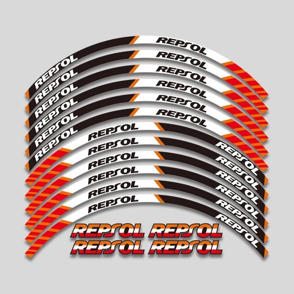 画像1: 17インチホイールハブステッカー オートバイアクセサリー 反射デカール ストライプ Honda HRC REPSOL CBR 250RR 400RR 600RR 1000RR用 S20d5230750164 (1)