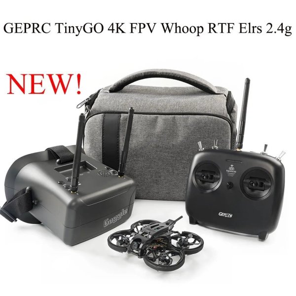 画像1: GEPRC TinyGO 4K FPV Whoop アナログ ドローン コンボ ELRS 2.4G リモコン/RG1 ゴーグル/LiHV 4.35v 90C バッテリー充電/フライバッグ付き S22d5355726360 (1)