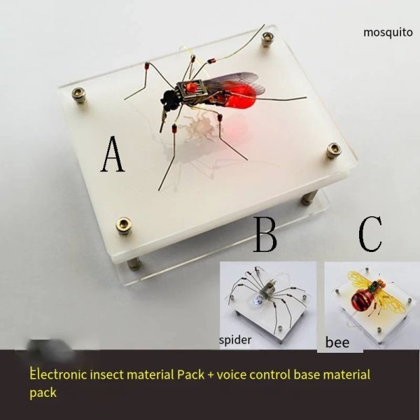 画像1: [音声制御] STEAM DIY ロボット昆虫科学発明電子動物学校競技会用非はんだ付け DIYキットSTEMロボット動物 S22d5469013123_24 (1)