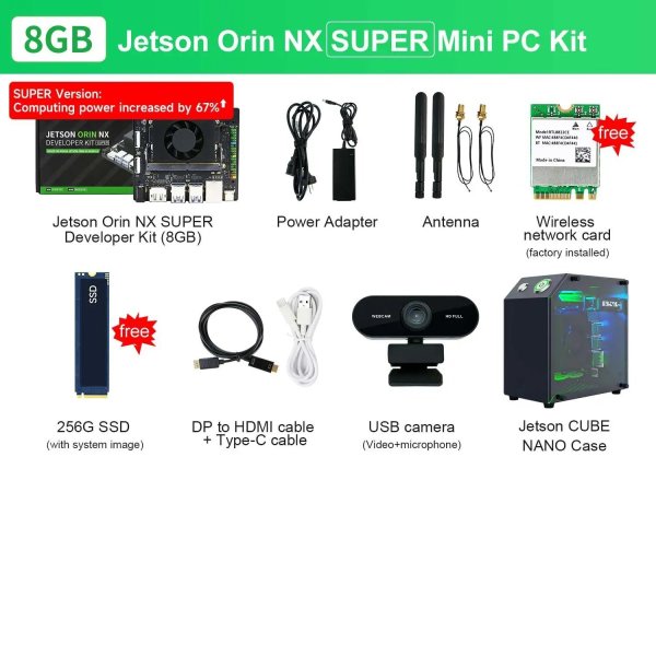 画像1: [8GB-MiniPCKit] Jetson Orin NX 開発キット スーパーバージョン 117/157TOPS コンピューティングパワー 組み込みエッジシステム向け 8GB/16GB RAM ディープラーニング S22d5589813181_10 (1)