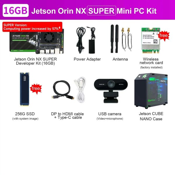 画像1: [16GB-MiniPCKit] Jetson Orin NX 開発キット スーパーバージョン 117/157TOPS コンピューティングパワー 組み込みエッジシステム向け 8GB/16GB RAM ディープラーニング S22d5589813181_11 (1)