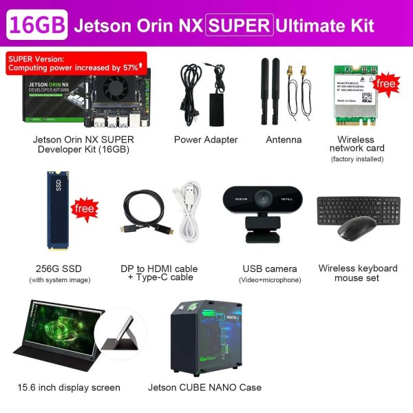画像1: [16GB-UltimatKit] Jetson Orin NX 開発キット スーパーバージョン 117/157TOPS コンピューティングパワー 組み込みエッジシステム向け 8GB/16GB RAM ディープラーニング S22d5589813181_9 (1)