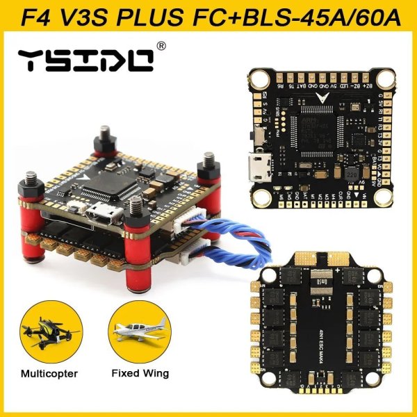 画像1: YSIDO NEW F4 V3S PLUS フライトコントロール FC サポート BetaFlight/INAV BLS 45A/60A 4in1 ESC スタック RC FPV ドローン 飛行機 クワッドコプター用 S22d5595770342 (1)