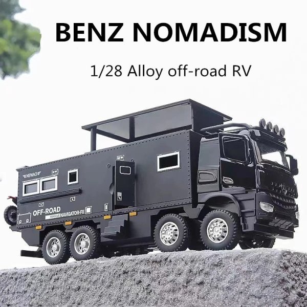 画像1: 1/28 NOMADISMs Arocs Unimog 合金 キャンピングカーツーリング車模型ダイキャスト メタルオフロード RV モデルサウンドライト   S22d5745989600 (1)