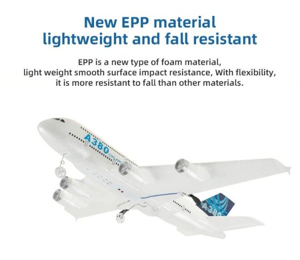 画像6: A380 飛行機 エアバス RC飛行機 フォームおもちゃ 2.4G グライド 固定翼 RTF飛行機 屋外おもちゃ ドローンモデル 簡単に飛ばせる 子供へのギフト S25d5756656225 (6)