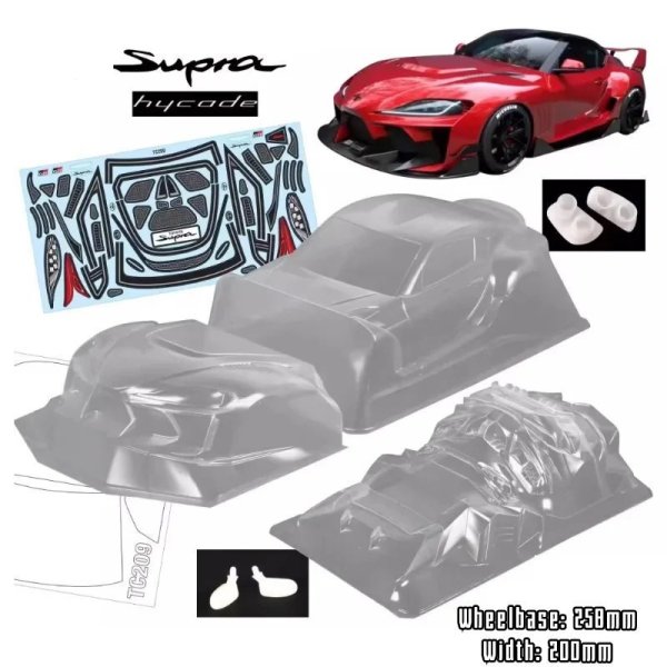 画像1: [ボディセット] 1/10 PC RC スープラ ハイケード ワイドボディシェル 200mm幅 ランプシェード排気 透明シェルボディ チューリング ダート Mst ヨコモ Hpi HSP用 S20d5826854365_1 (1)