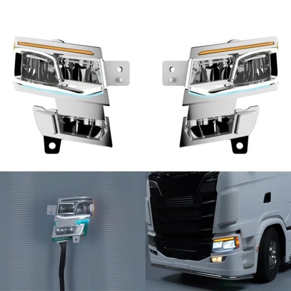 画像1: RC トラック 770S LED 5V ヘッドライト照明システム 1/14  タミヤ SCANIA スカニア 8X4 56368 56371 Nooxion MFC-03 用  S22d6017191631 (1)