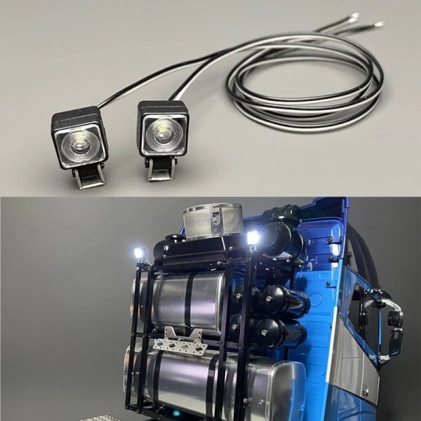 画像1: 2個: LEDスクエアスポットライト機器ラック照明 1/14  タミヤ RC トラック ティッパー SCANIA 770S 56368 VOLVO ACTROS BENZ MAN LESU DIY用 S22d6036851689 (1)