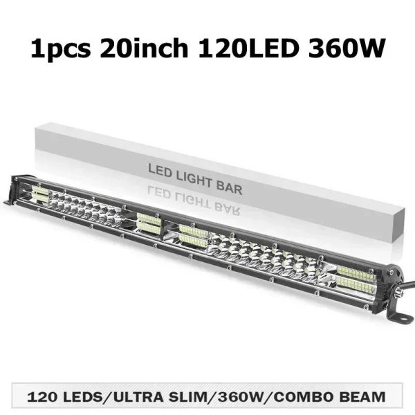 画像1: 【20インチ360W】激薄12D LEDライトバー オフロード ワークライト12V/24V S22d6057029305_2 (1)