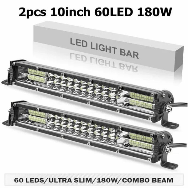 画像1: 10インチLEDライトバー180W 2個 スリム オフロード ワークランプ 12V24V S22d6057029305_3 (1)