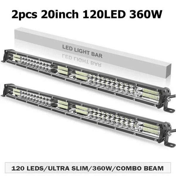 画像1: 2個セット 20インチ LEDライトバー 360W 12D 薄型 オフロード ワークライト SUV 4WD 12V 24V S22d6057029305_4 (1)