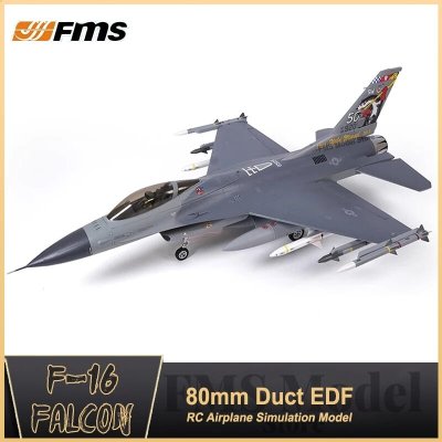 画像1: Fms 80mm PNP EDF ジェット F-16 ファルコンモデル戦闘機組み立て固定翼 6CH RC 飛行機 S22d6123786133