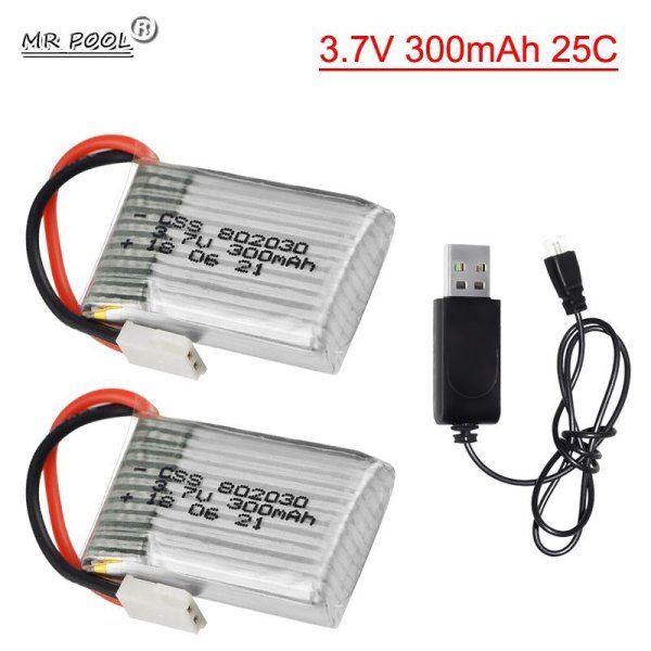 画像1: 2 個 3.7V 25C 802030 300mAh リチウムポリマーバッテリー S22d6217030437 (1)