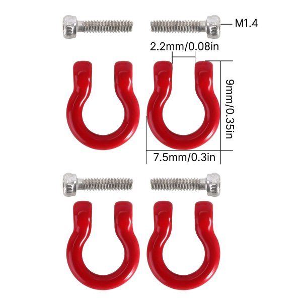 画像1: INJORA D リング牽引フック M1.4 ネジ付き FCX18 LC80 TRX4 M ディフェンダー アップグレード 4 個 S22d6603220440 (1)