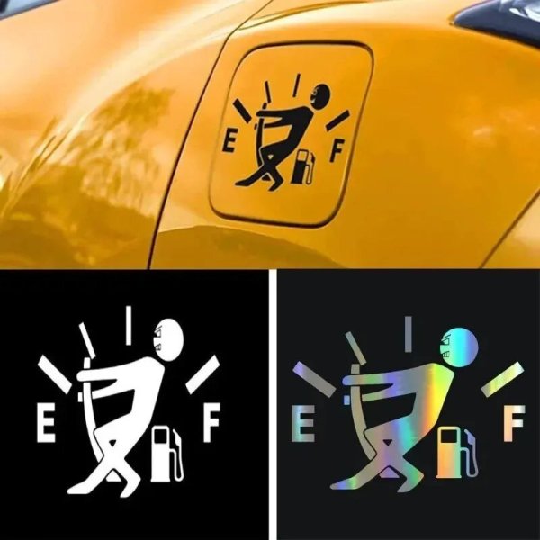 画像2: 面白い車のステッカー 燃料タンクポインターを引っ張る反射ビニールステッカー 高ガスデカール 燃料ゲージ空ステッカー デカール 自動車外装 S25d6662404557 (2)
