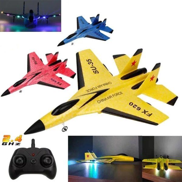 画像1: SU35 RC 飛行機 FX620 FX820 2.4 グラム飛行モデルグライダー飛行機 LED ライト航空機泡 s S22d6663595523 (1)