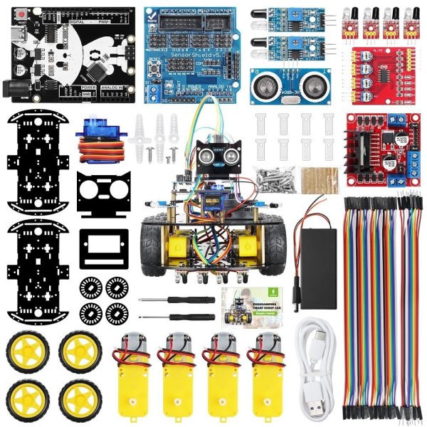 画像1: Arduino用スマートロボットカー自動化キット プロフェッショナルDIYエレクトロニクス教育用ロボットキット 完全なプログラム可能なセット S22d6845840168 (1)