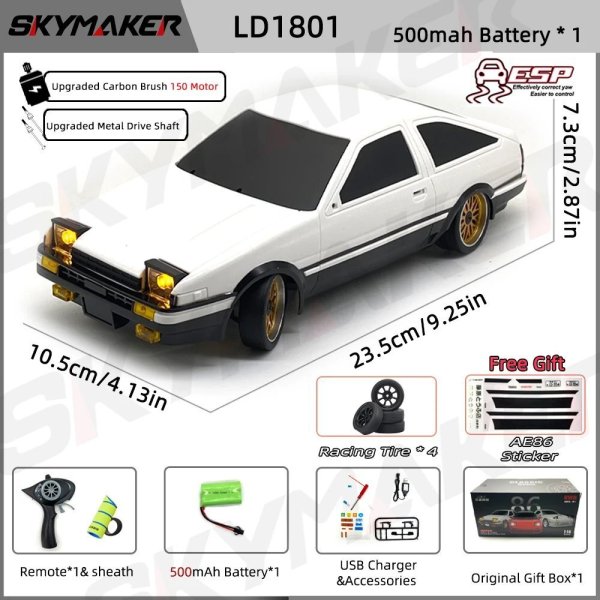 画像1: [LD1801-1B500-S] スカイメーカー AE86 モデル LD1801 RX-7 FC LD1802 1:18 RCドリフトカー S22d7010349521_0 (1)