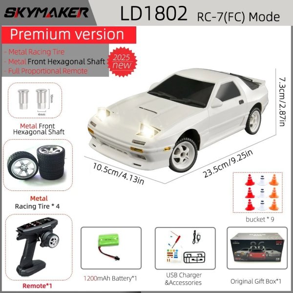 画像1: [LD1802-1B1200mah-MA] スカイメーカー AE86 モデル LD1801 RX-7 FC LD1802 1:18 RCドリフトカー S22d7010349521_5 (1)