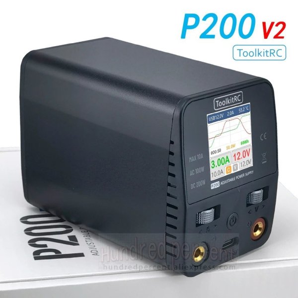 画像1: ToolkitRC P200 V2 ミニ電源 AC100W DC200W GaN 小型USB S22d7098445743 (1)