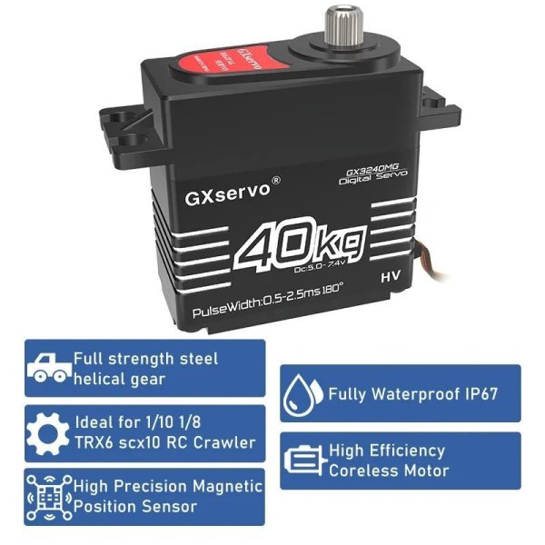 画像5: GXservo 40kg 高電圧 メタルギア RCカー用サーボ S22d7354571687 (5)