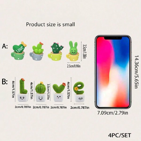 画像6: 4個/セット ミニシミュレーション多肉植物サボテン樹脂工芸品 自宅デスクトップ車内装飾オーナメント S25d7354988749 (6)