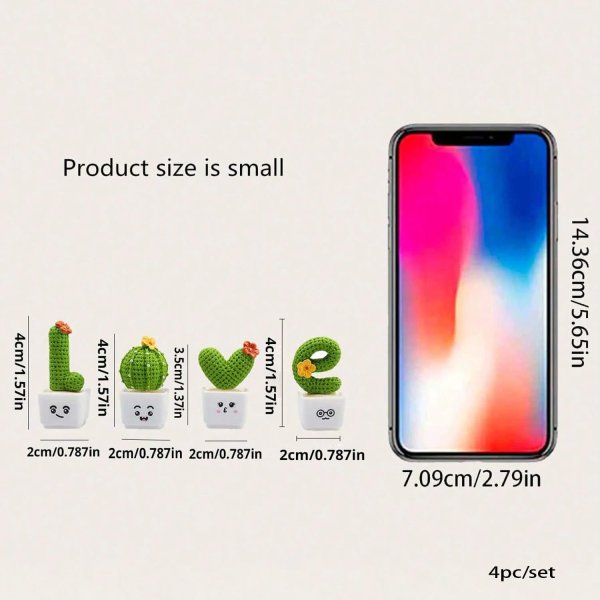 画像9: 4個/セット ミニシミュレーション多肉植物サボテン樹脂工芸品 自宅デスクトップ車内装飾オーナメント S25d7354988749 (9)