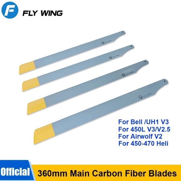 画像1: 4個: 360MM カーボンファイバー メインブレード プロペラ FlyWing 450 スケール UH-1 Bell 206 trex 450L 480Gaui X3 RC ヘリコプター 470 サイズ ヘリ用 S22d7426697300 (1)
